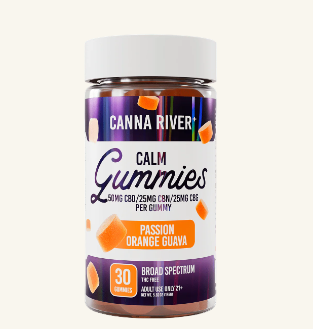 Jar of Canna River Calm Gummies with a white background