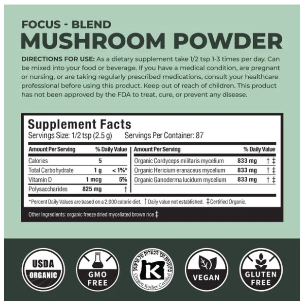 Focus Mushroom Powder | Verdant Leaf