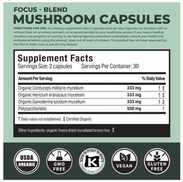 Focus Mushroom Powder | Verdant Leaf