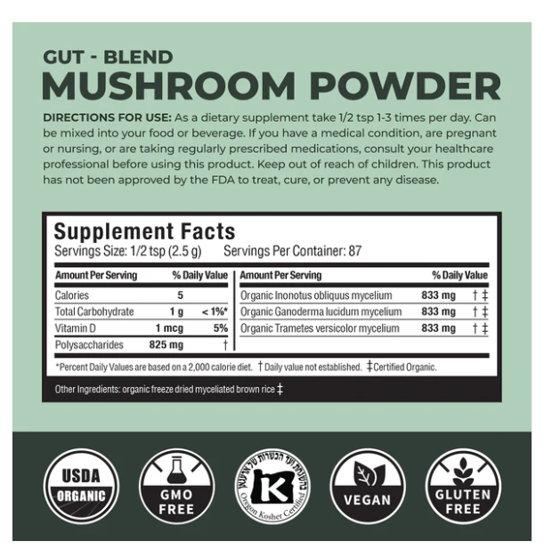 Gut Mushroom Powder | Verdant Leaf